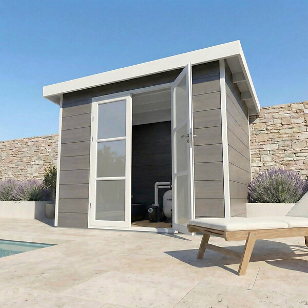 DIRECT-ABRIS - Abri de Jardin Composite ALMA - 7m2 - Gris/blanc - Cabane de jardin - large