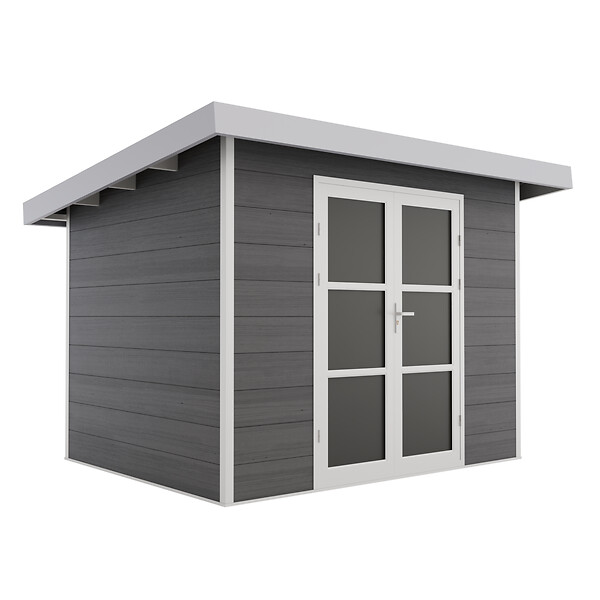 DIRECT-ABRIS - Abri de Jardin Composite ALMA - 7m2 - Gris/blanc - Cabane de jardin - large
