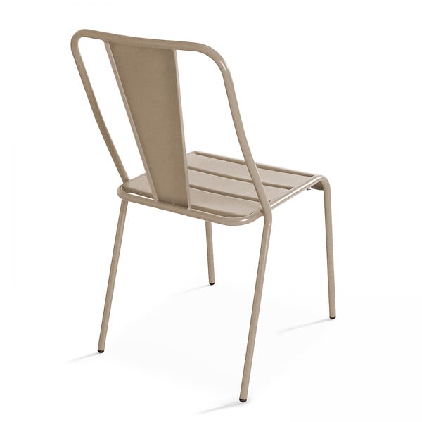 OVIALA - Chaise de jardin bistrot en métal taupe - Dieppe - large