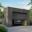 DIRECT-ABRIS - Garage Composite SILVERSTONE - Bardage Couleur Ardoise - Surface : 20m2 - Porte Sectionnelle Motorisée - 2 télécommandes - Double Vitrage - vignette