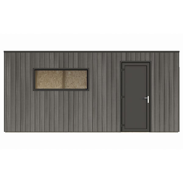 DIRECT-ABRIS - Garage Composite SILVERSTONE - Bardage Couleur Ardoise - Surface : 20m2 - Porte Sectionnelle Motorisée - 2 télécommandes - Double Vitrage - large