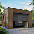 DIRECT-ABRIS - Garage Composite SILVERSTONE - Bardage Couleur Teck / Teak - Surface : 20m2 - Porte Sectionnelle Motorisée - 2 télécommandes - Double Vitrage - vignette