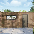 DIRECT-ABRIS - Garage Composite SILVERSTONE - Bardage Couleur Teck / Teak - Surface : 20m2 - Porte Sectionnelle Motorisée - 2 télécommandes - Double Vitrage - vignette