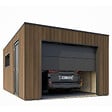 DIRECT-ABRIS - Garage Composite SILVERSTONE - Bardage Couleur Teck / Teak - Surface : 20m2 - Porte Sectionnelle Motorisée - 2 télécommandes - Double Vitrage - vignette