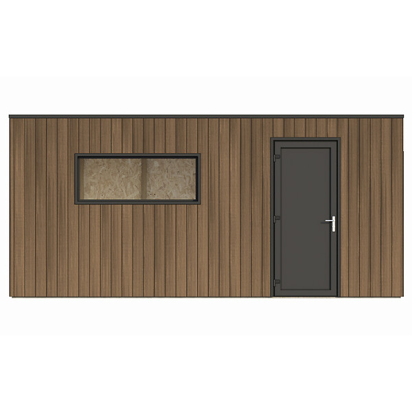 DIRECT-ABRIS - Garage Composite SILVERSTONE - Bardage Couleur Teck / Teak - Surface : 20m2 - Porte Sectionnelle Motorisée - 2 télécommandes - Double Vitrage - large