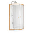 AURLANE - Cabine de Douche 1/4 de cercle 90x90x200/230cm Effet Bois et Fonds Blancs - Receveur Bas - vignette