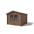 ALTANKA - Abri de jardin en bois - 9m2 - 3x3m - Traité - Ep. 28mm - Couleur: marron - DOM427 - vignette