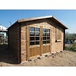 ALTANKA - Abri de jardin en bois - 16m2 - 4x4m - Traité - Ep. 28mm - Couleur: marron - DOM181 - vignette