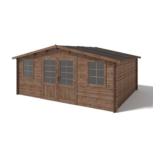 ALTANKA - Abri de jardin en bois - 20m2 - 5x4m - Traité - Ep. 28mm - Couleur: marron - DOM566 - large
