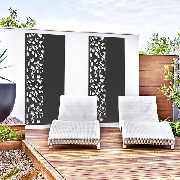 ID MARKET - Panneau décoratif universel 150 x 50 CM FLOWER gris semi ajouré sur le côté - large