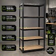 INTEC - Etagère de Rangement Noire 90 x 40cm x H180cm - Rayonnage Métal Haute qualité 5 Plateaux Charges lourdes 1500kg INTEC - vignette