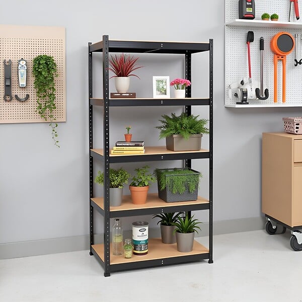 INTEC - Etagère de Rangement Noire 90 x 40cm x H180cm - Rayonnage Métal Haute qualité 5 Plateaux Charges lourdes 1500kg INTEC - large