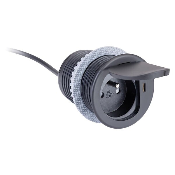 OTIO - Bloc prise encastrable + clapet + port USB-C - Noir - Otio - large