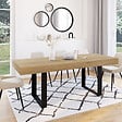 ID MARKET - Table à manger extensible rectangle PHOENIX 4-8 personnes bois et noir 160-200 cm - vignette