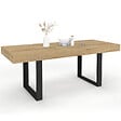ID MARKET - Table à manger extensible rectangle PHOENIX 4-8 personnes bois et noir 160-200 cm - vignette