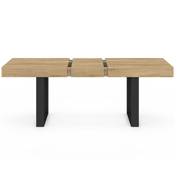 ID MARKET - Table à manger extensible rectangle PHOENIX 4-8 personnes bois et noir 160-200 cm - large