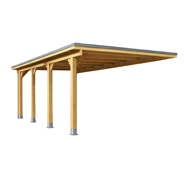 DIRECT-ABRIS - Carport Adosse Bois RIVERSIDE - 1 Voiture - 363 x 555 - Abris Voiture - Feutre Bitumeux sur les Voliges - Bandeau de Finition - large