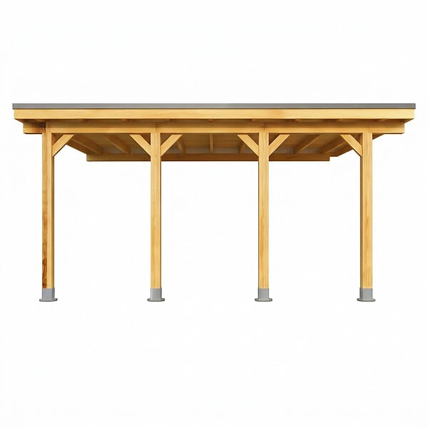 DIRECT-ABRIS - Carport Adosse Bois RIVERSIDE - 1 Voiture - 363 x 555 - Abris Voiture - Feutre Bitumeux sur les Voliges - Bandeau de Finition - large