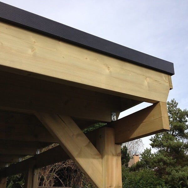 DIRECT-ABRIS - Carport Adosse Bois RIVERSIDE - 2 Voitures - 548 x 550 - Abris Voiture - Feutre Bitumeux sur les Voliges - Bandeau de Finition - Toit Plat - large