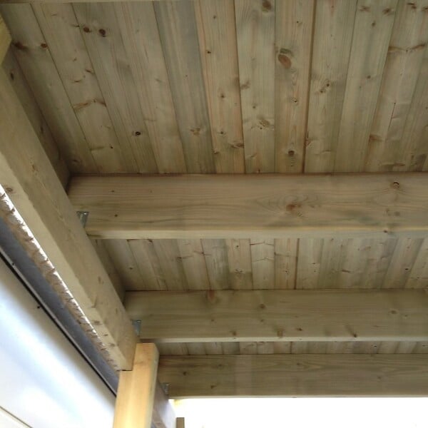 DIRECT-ABRIS - Carport Adosse Bois RIVERSIDE - 2 Voitures - 548 x 550 - Abris Voiture - Feutre Bitumeux sur les Voliges - Bandeau de Finition - Toit Plat - large