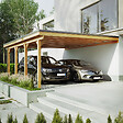 DIRECT-ABRIS - Carport Adosse Bois RIVERSIDE - 2 Voitures - 548 x 550 - Abris Voiture - Feutre Bitumeux sur les Voliges - Bandeau de Finition - Toit Plat - vignette