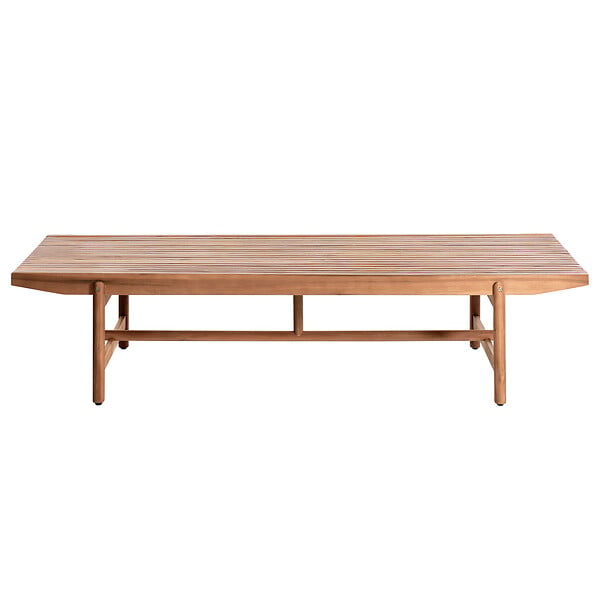 BELIANI - Banc avec coussin d'assise GIAVENO 210 cm Acacia Blanc cassé - large