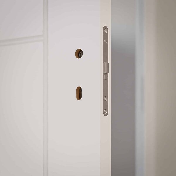 COULICOOL - Bloc-Porte Blanc Laqué Damier H. 204 x l. 73 cm - Poussant Gauche - large