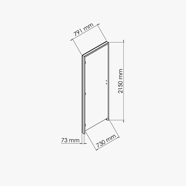 COULICOOL - Bloc-Porte Blanc Laqué Damier H. 204 x l. 73 cm - Poussant Gauche - large