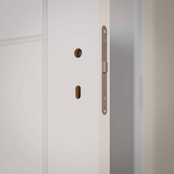 COULICOOL - Bloc-Porte Blanc Laqué Damier H. 204 x l. 73 cm - Poussant Droit - large