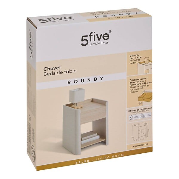 5 FIVE SIMPLY SMART - Table de chevet Roundy ivoire - large