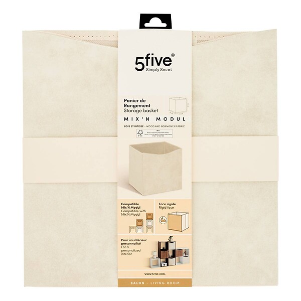 5 FIVE SIMPLY SMART - Boîte Mix'n Modul 31x31cm beige tissu et carton - large