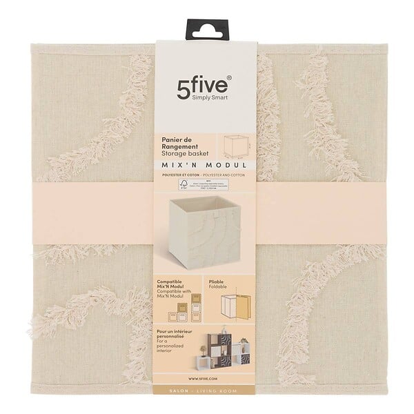 5 FIVE SIMPLY SMART - Boîte de rangement Mix'n modul 31x31cm relief bali beige - large