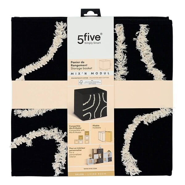 5 FIVE SIMPLY SMART - Boîte de rangement Mix'n modul 31x31cm relief bali noir - large