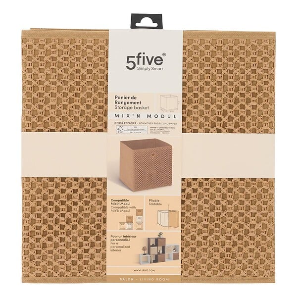 5 FIVE SIMPLY SMART - Boîte de rangement Mix'n modul 31x31cm marron - large