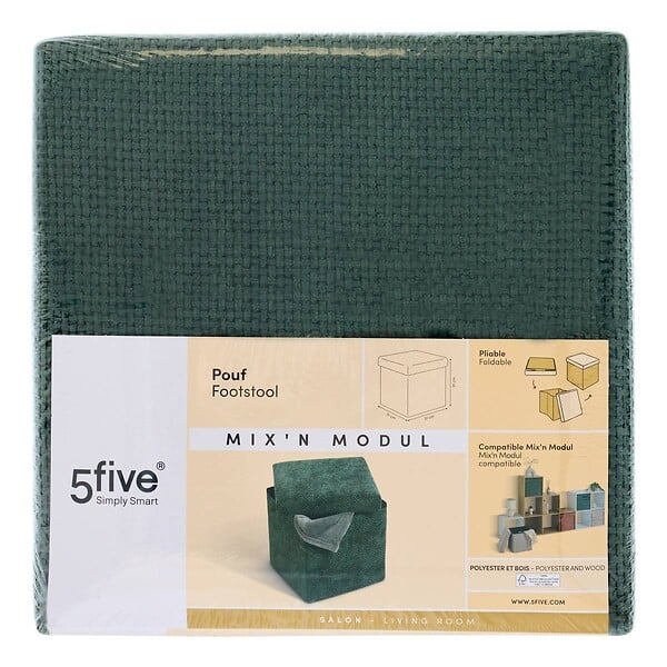 5 FIVE SIMPLY SMART - Pouf Mix'n Modul 31x31cm vert foncé - large