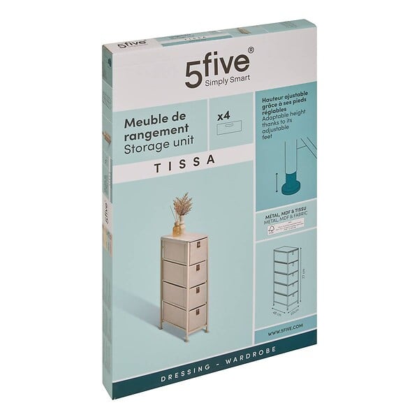 5 FIVE SIMPLY SMART - Meuble de rangement Tissa 4 tiroirs beige - large