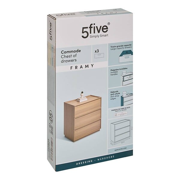 5 FIVE SIMPLY SMART - Commode Framy 3 tirois bois foncé - large