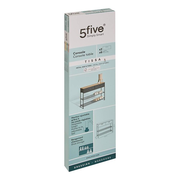 5 FIVE SIMPLY SMART - Console 2 tiroirs Tissa avec range-chaussure gris foncé - large