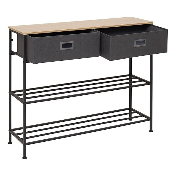 5 FIVE SIMPLY SMART - Console 2 tiroirs Tissa avec range-chaussure gris foncé - large