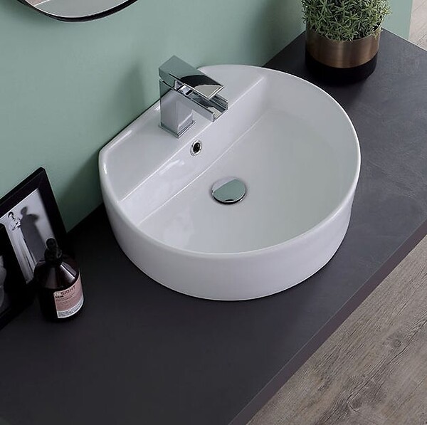 KIAMAMI VALENTINA - Lavabo Ovale À Poser En Céramique 44 Cm De Profondeur - large