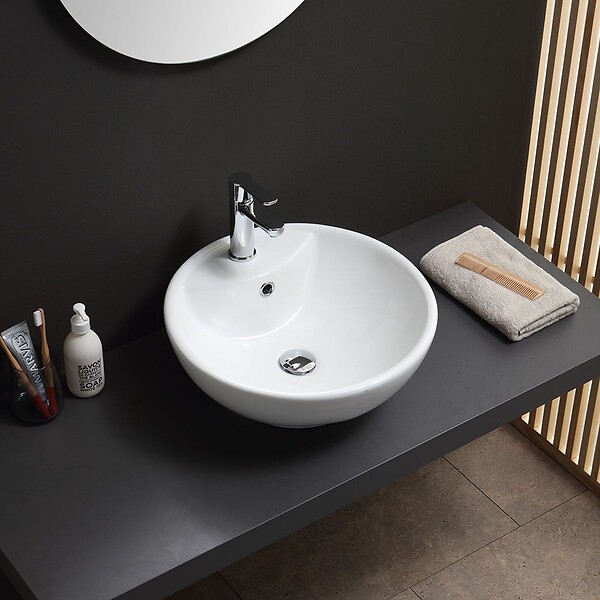 KIAMAMI VALENTINA - Lavabo À Poser Design Rond Céramique Blanc - large