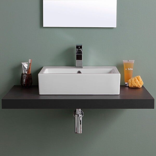 KIAMAMI VALENTINA - Lavabo Rectangulaire À Poser En Ceramique Desgin Moderne - large