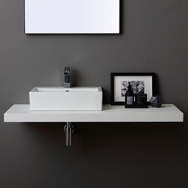 KIAMAMI VALENTINA - Lavabo Rectangulaire À Poser En Ceramique Desgin Moderne - large