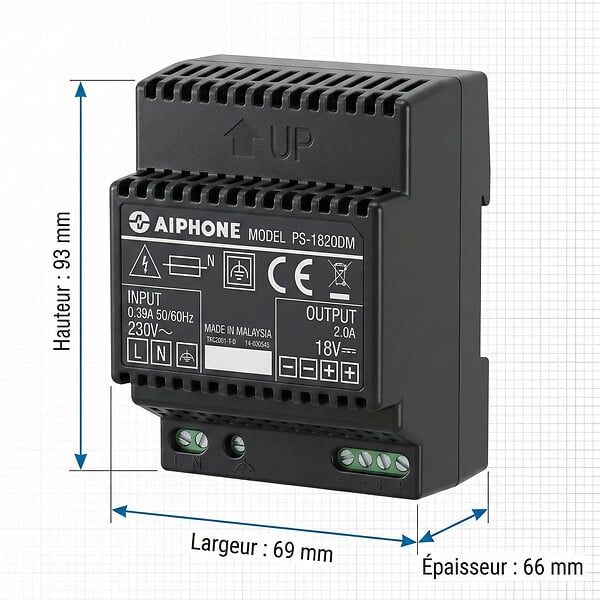 AIPHONE - Alimentation 230 Vac/18Vcc - 2A - large