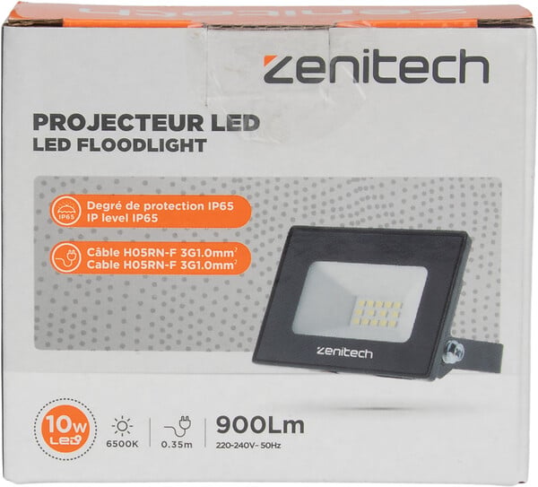 ZENITECH - Projecteur LED 900 LM IP65 - Noir - large