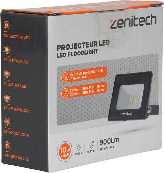 ZENITECH - Projecteur LED 900 LM IP65 - Noir - large