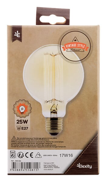 ELEXITY - Ampoule ELEXITY Filament Carbone Globe 95 25W - large