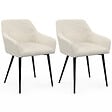 ID MARKET - Lot de 2 chaises de salle à manger, fauteuils de table JANY en velours côtelé beige - vignette