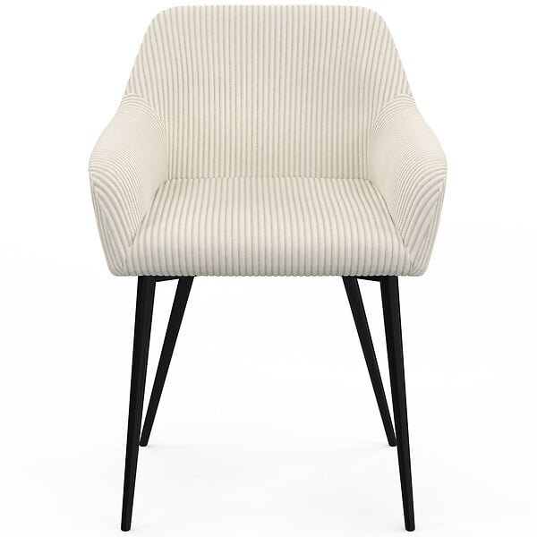 ID MARKET - Lot de 2 chaises de salle à manger, fauteuils de table JANY en velours côtelé beige - large