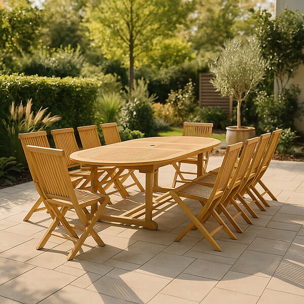 CONCEPT USINE - Table ovale + 10 chaises KAJANG - large